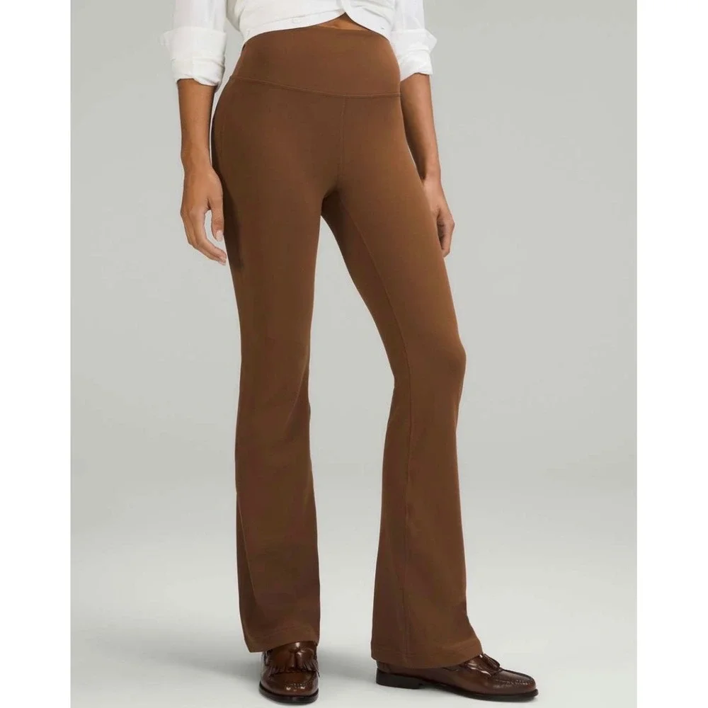 Lululemon Groove Super-High-Rise Flared Pant *Nulu Roasted Brown 10 Gym Athletic
